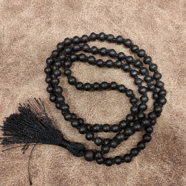 Natural Black Hakik (Agate) Jaap Mala – 108 Beads, 7mm